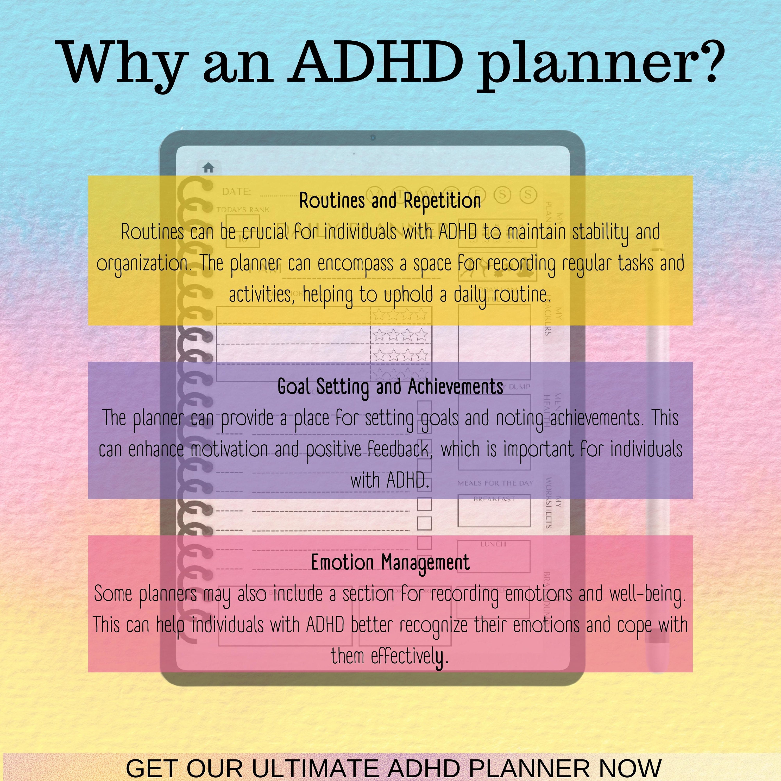 ADHD Digital Planner Daily Planner for Neurodivergent Adults Etsy