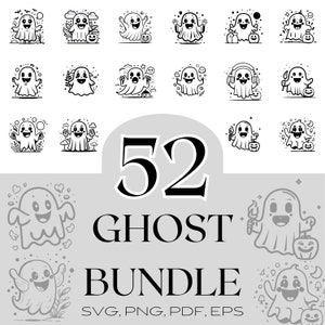 Ghost SVG Bundle | Ghost Clipart | Ghost 52 Bundle | Ghost Silhouette | Halloween Ghost SVG PNG files
