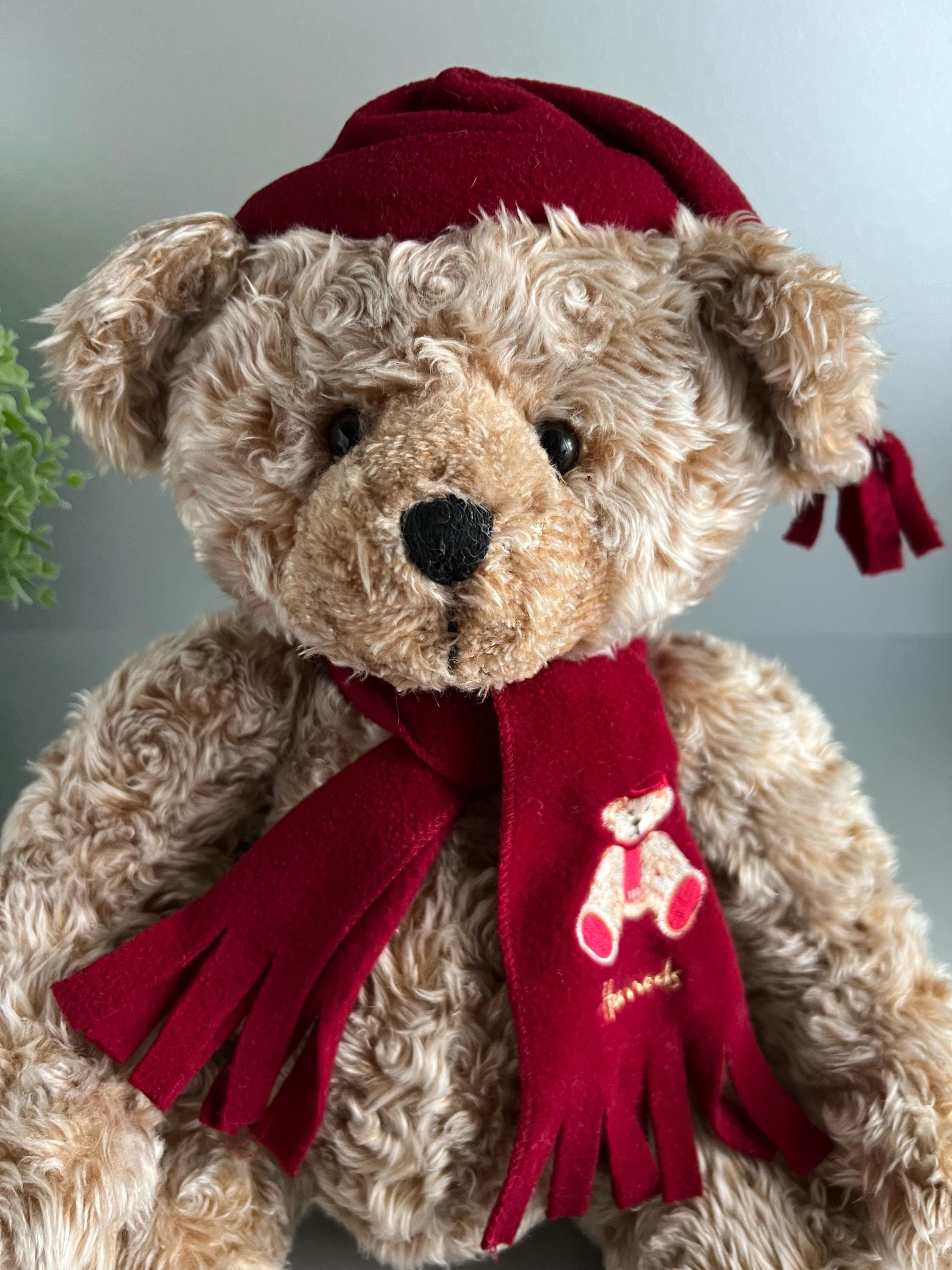 Harrods Christmas Teddy Bear 1999 Named James, Matching Red