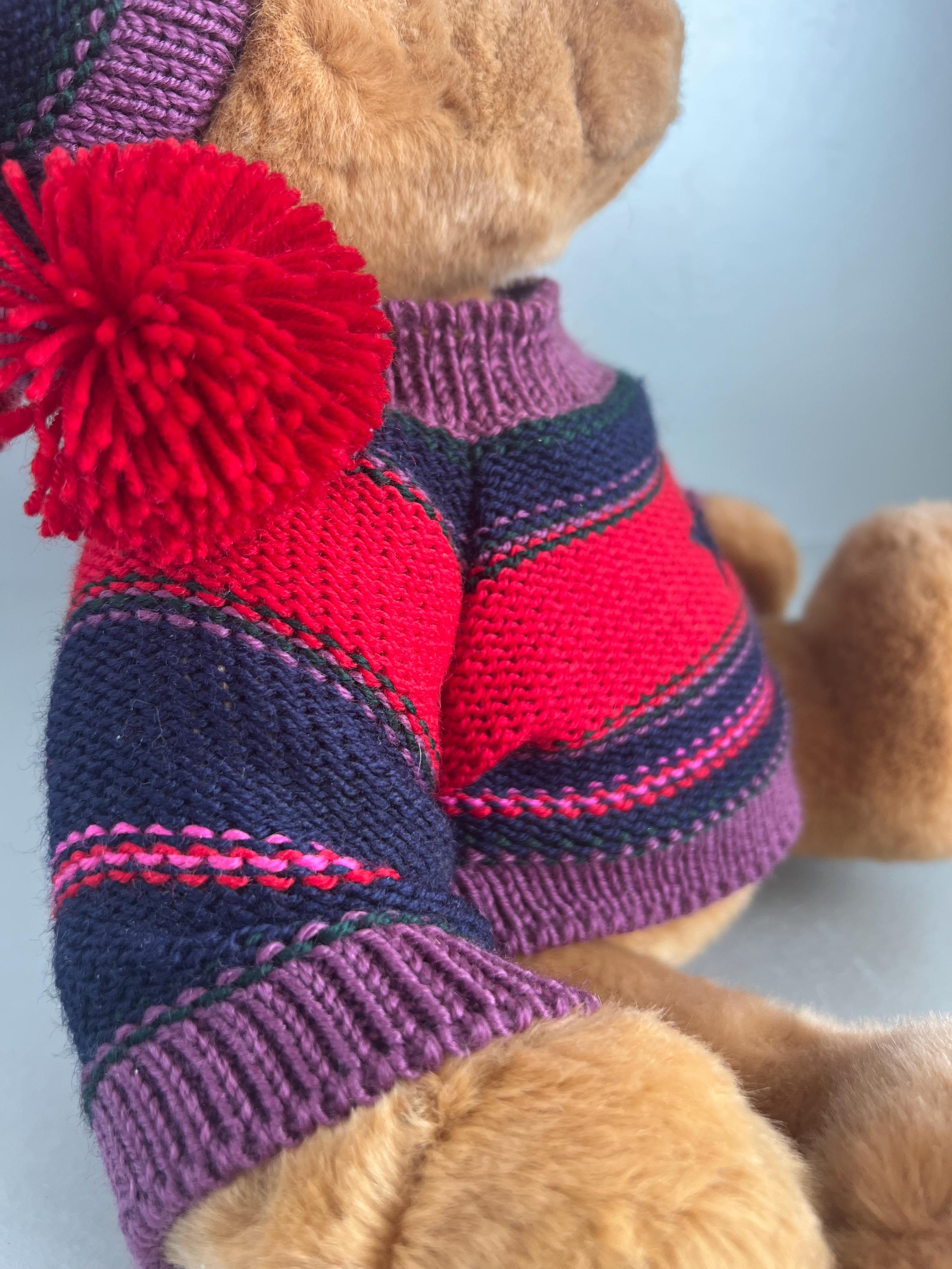Harrods Christmas Teddy Bear 2004 Thomas With Striped Jumper and