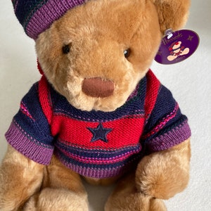 Harrods Christmas Teddy Bear 2004 Thomas With Striped Jumper and