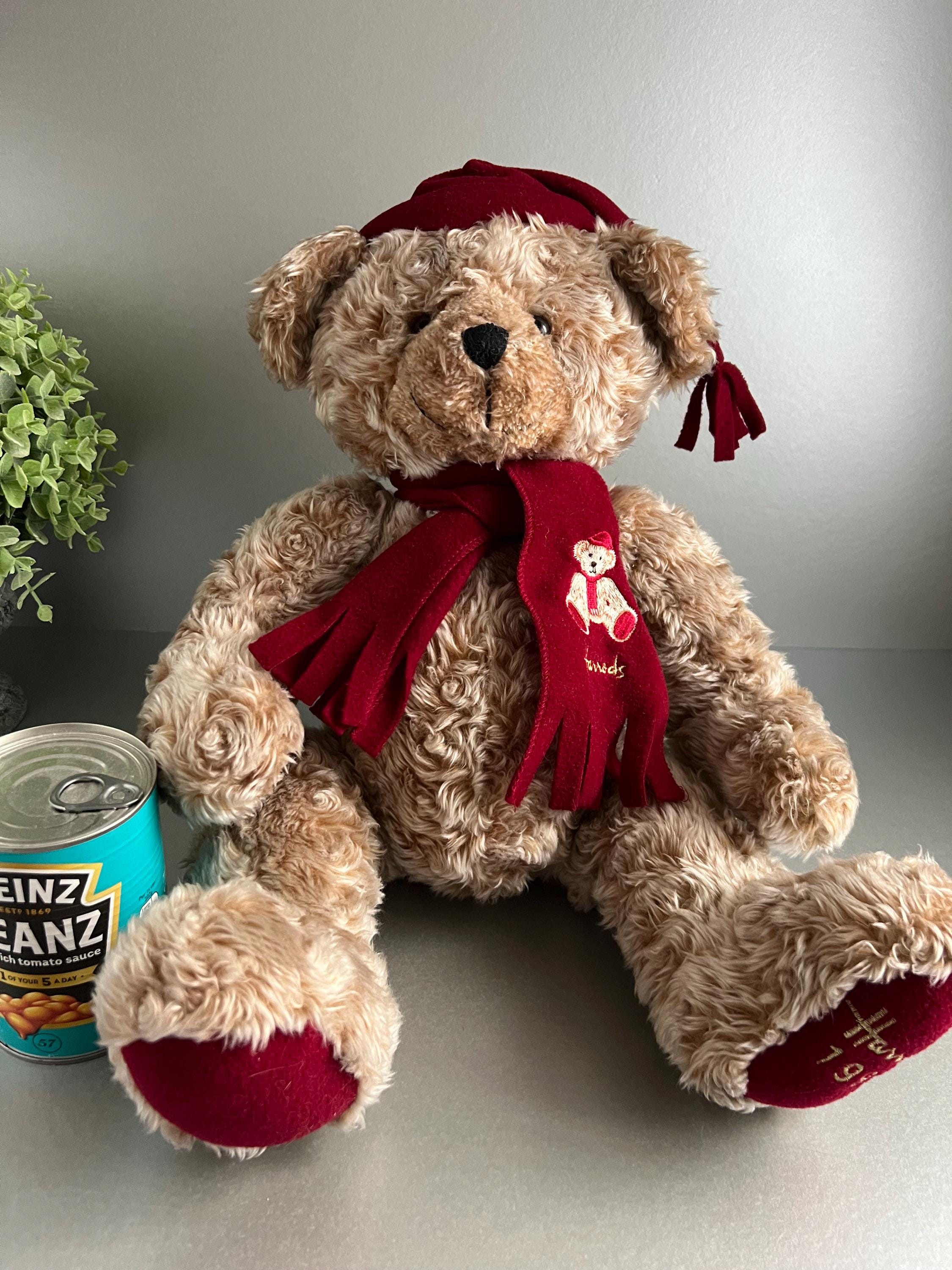 Harrods Christmas Teddy Bear 1999 Named James, Matching Red