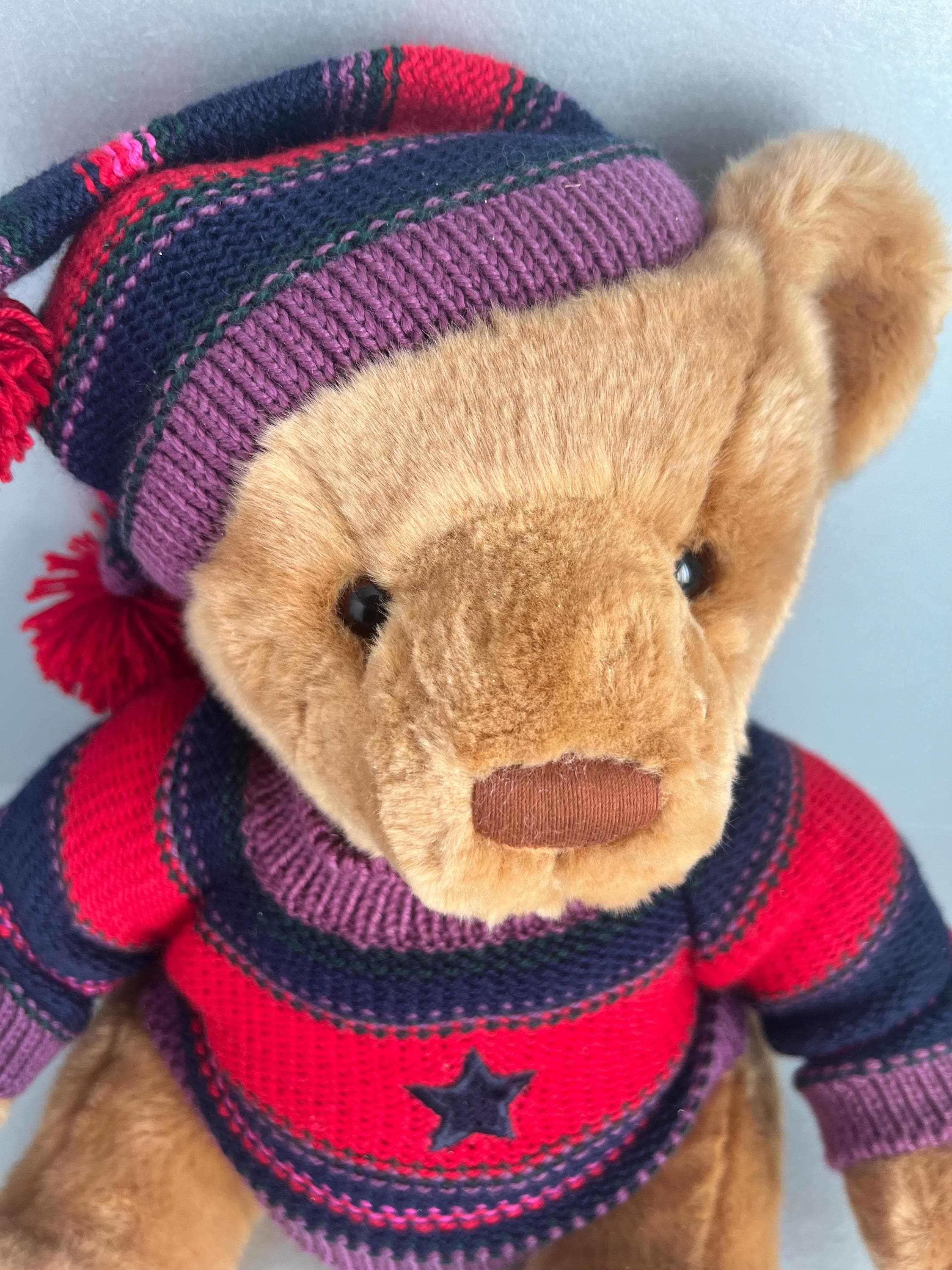 Harrods Christmas Teddy Bear 2004 Thomas With Striped Jumper and