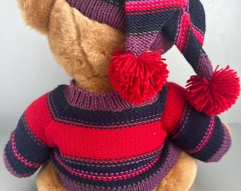 Harrods Christmas Teddy Bear 2004 Thomas With Striped Jumper and