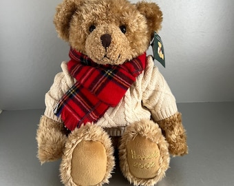 Harrods Christmas Teddy Bear 2002 Named Giles, Wearing Aron