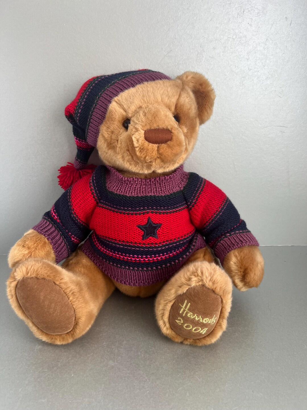 Harrods Christmas Bear 2004 トーマス Harrods Christmas Teddy Bear 2004 Thomas With Striped Jumper and
