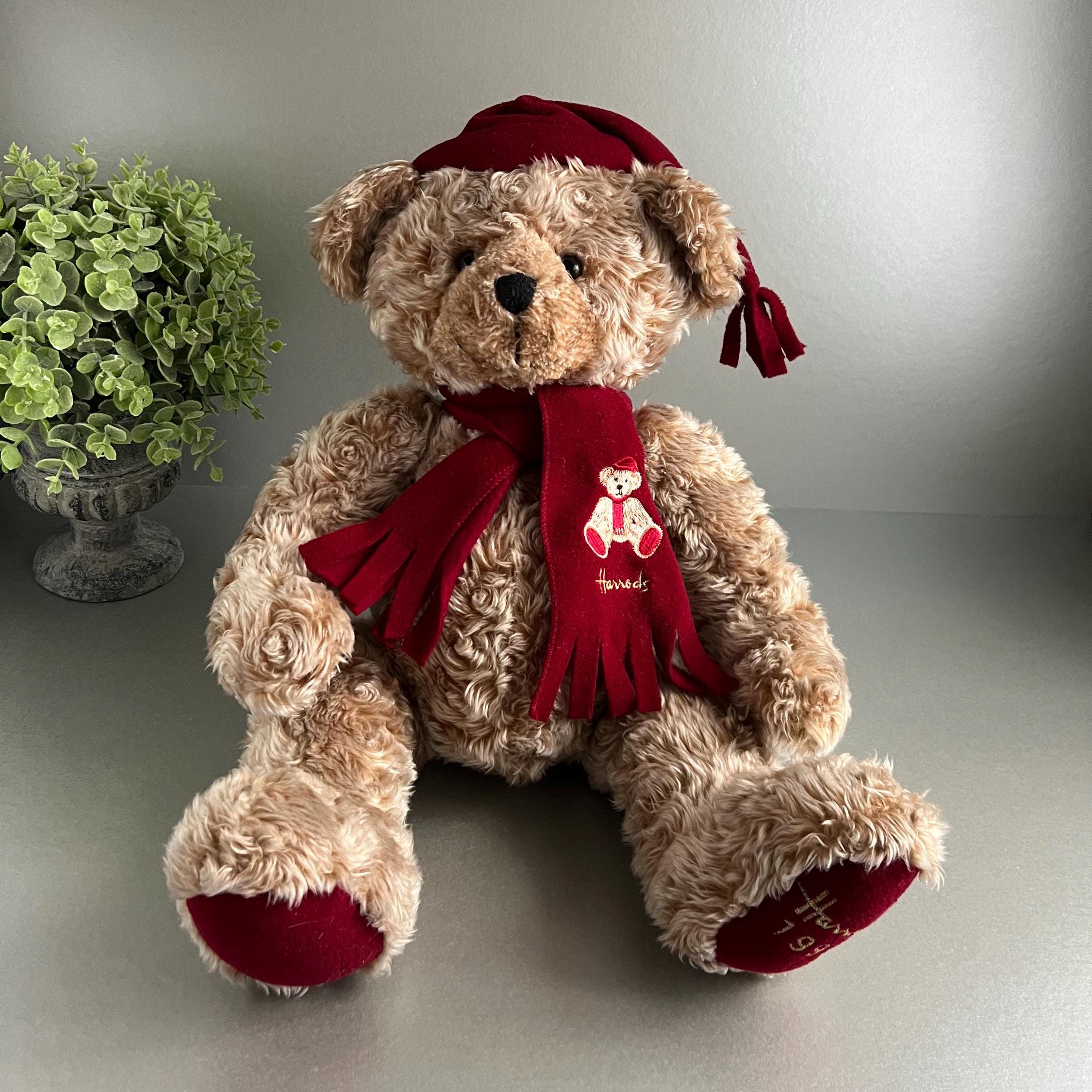 Harrods Christmas Teddy Bear 1999 Named James, Matching Red
