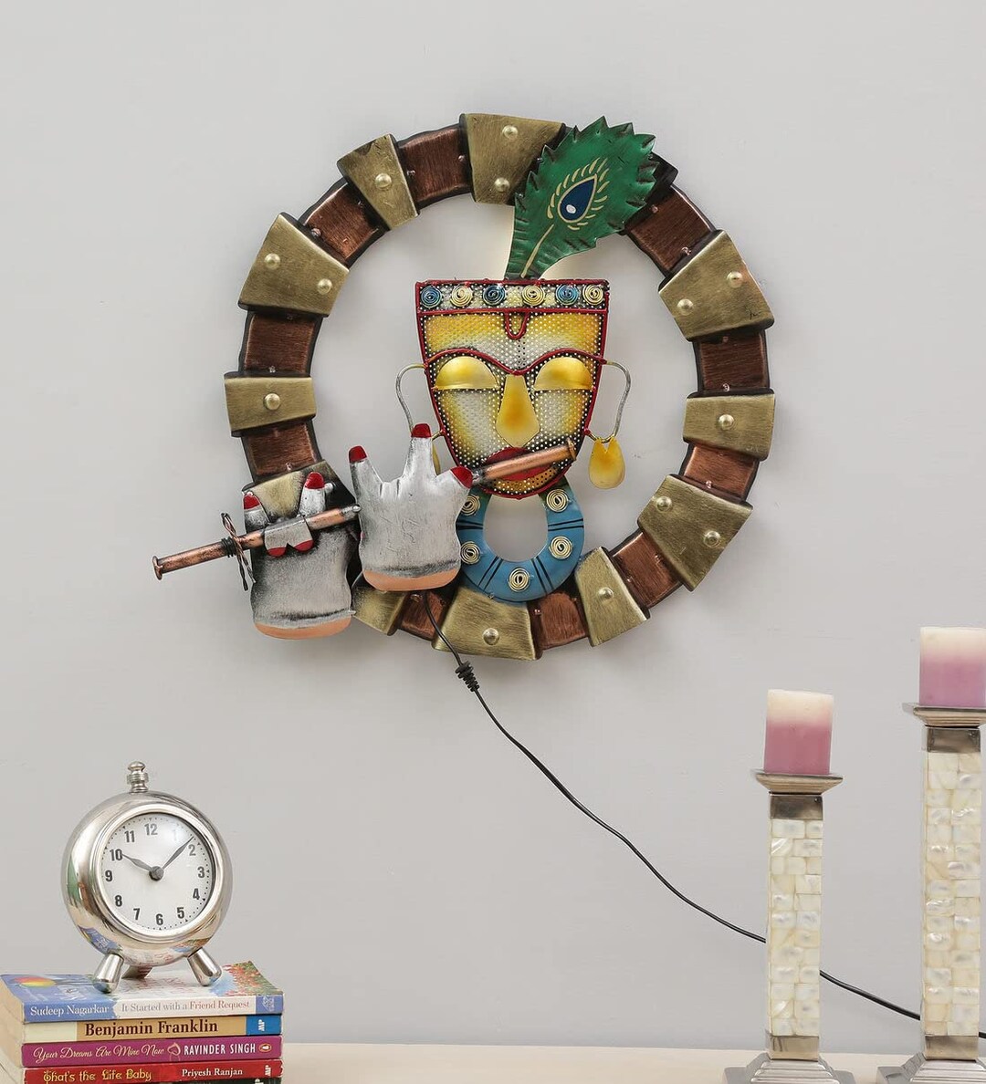 Indian Rajasthani Metal Art Wall Hanginghandmade Krishna Metal