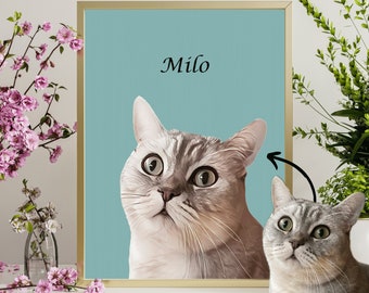 ritratto di animali domestici, ritratto di animali domestici personalizzato, ritratti di animali domestici, festa della mamma, regalo commemorativo di animali domestici, pittura di ritratti di animali domestici, regalo personalizzato,