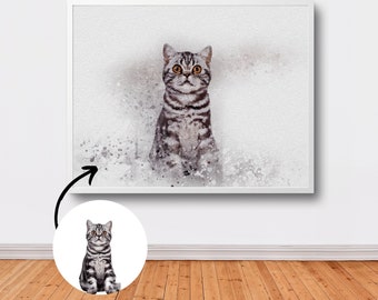 painting from photo, pet portrait from photo, watercolor portrait from photo, cat portrait, mothersday gift, gift for her, pet portrait,