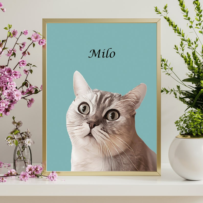 ritratto di animali domestici, ritratto di animali domestici personalizzato, ritratti di animali domestici, festa della mamma, regalo commemorativo di animali domestici, pittura di ritratti di animali domestici, regalo personalizzato, immagine 2