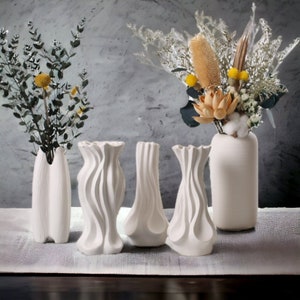 Unique White Home Table Vases | Minimalist Nordic-Inspired Decor | Organic Ceramic Vases | Set of Tall Ceramic Vases | Classic Ceramics