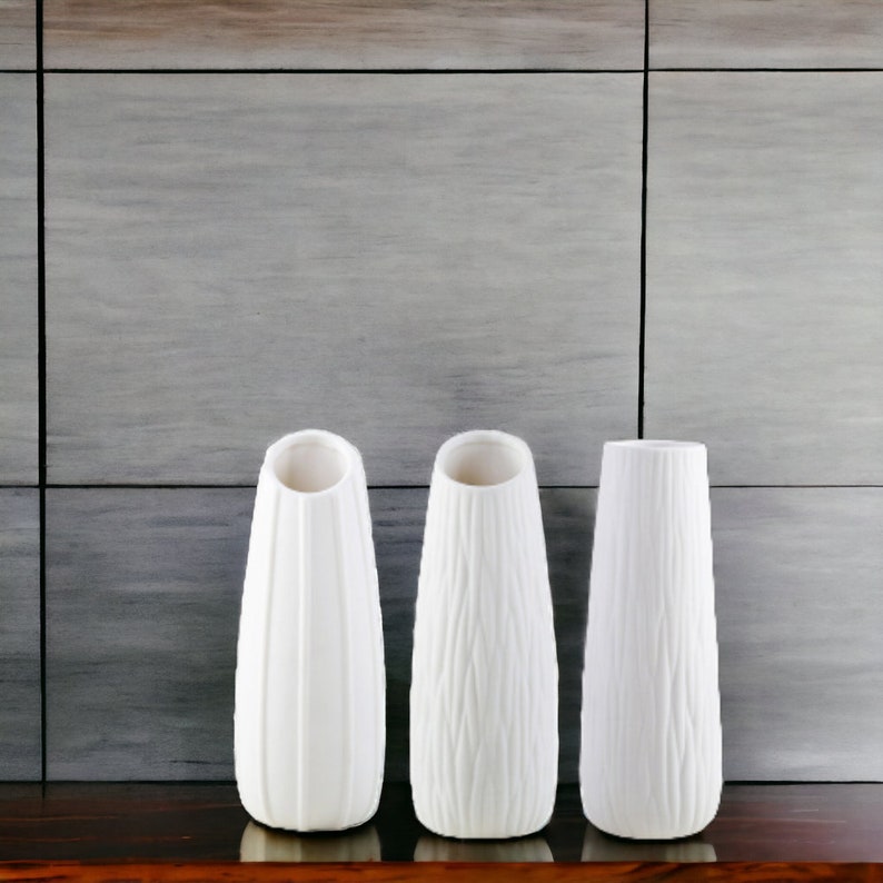 Classic White Ceramic Flower Vases Simple Designs Floral Home Decor Tall Flower Vase Classic