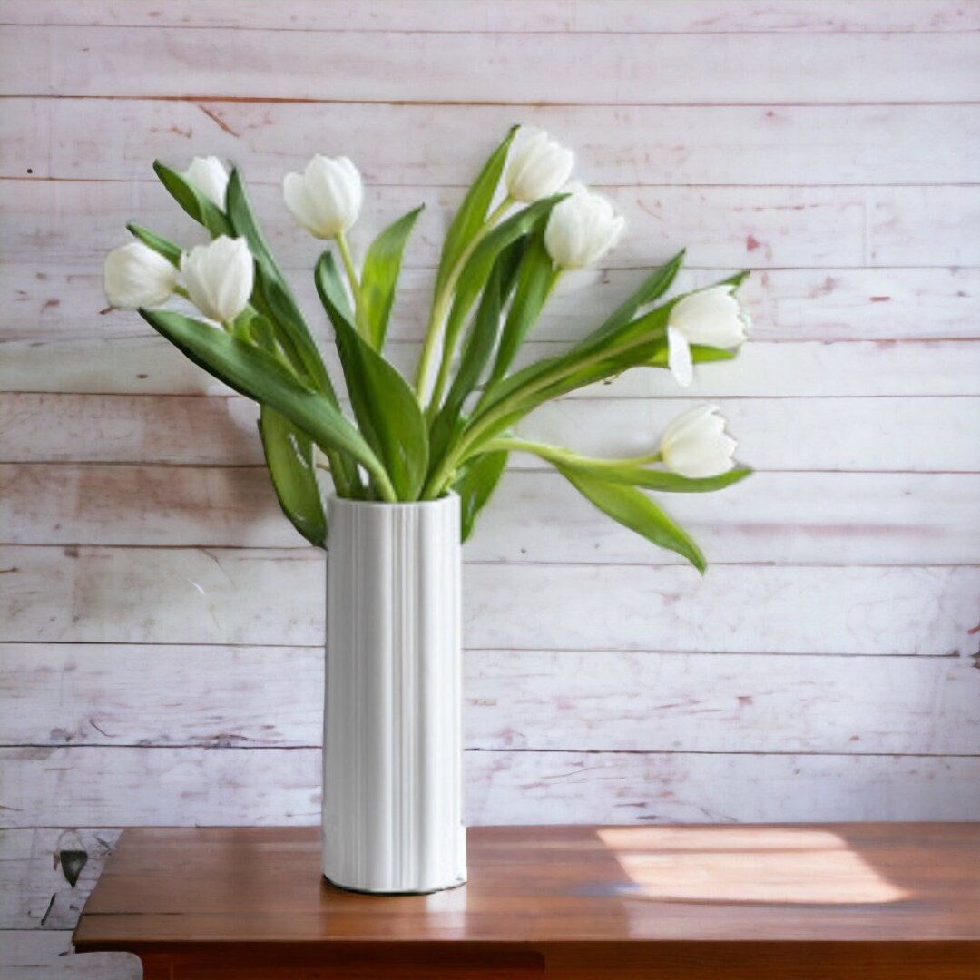 Classic Modern Cylinder Vase Modern White Vase Simple White Decor