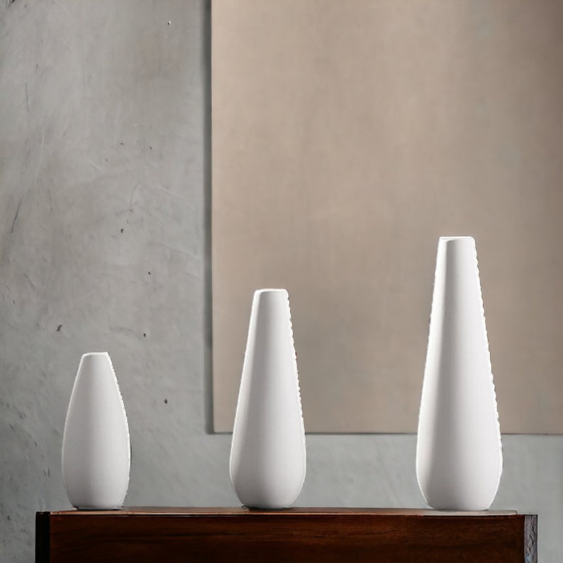 Modern Tall White Vase Set Perfect for Minimalistic Homes Perfect