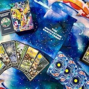 Zestaw w limitowanej edycji: Karty tarota Enchanting Earth / Karty tarota Animal / Ręcznie malowana talia kart tarota akwarelowego z książeczką