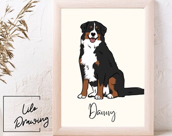 Met de hand geïllustreerd huisdierportret: aangepaste hond- en kattekening (digitaal)