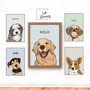Personalised Pet Portrait Headshot or Fullbody more than 1 pet