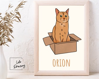 Retrato de mascota personalizado: Ilustración de gato o perro dibujada a mano (dibujo digital)
