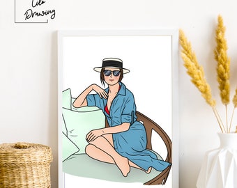 Custom Portrait Illustration: Personalized Birthday Gift (Digital Drawing)
