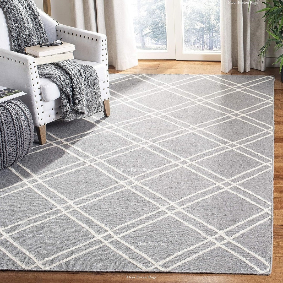 9x12modern Flatweave Rug, Grey 9x12 Wool Rug, Diningroom 9x12 Rug, Grey