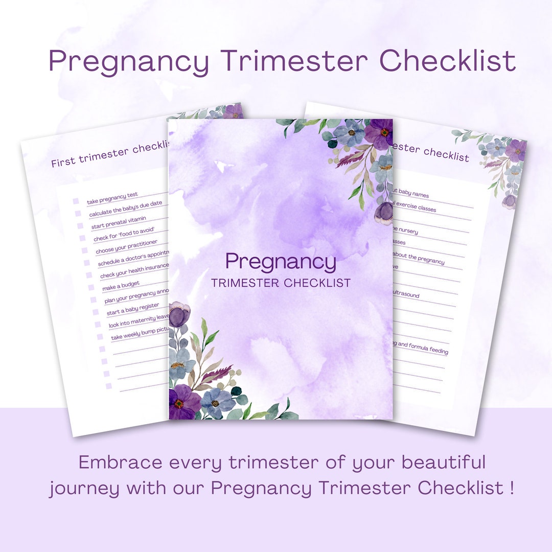 Pregnancy Trimester Checklist Printable First Second Third - Etsy