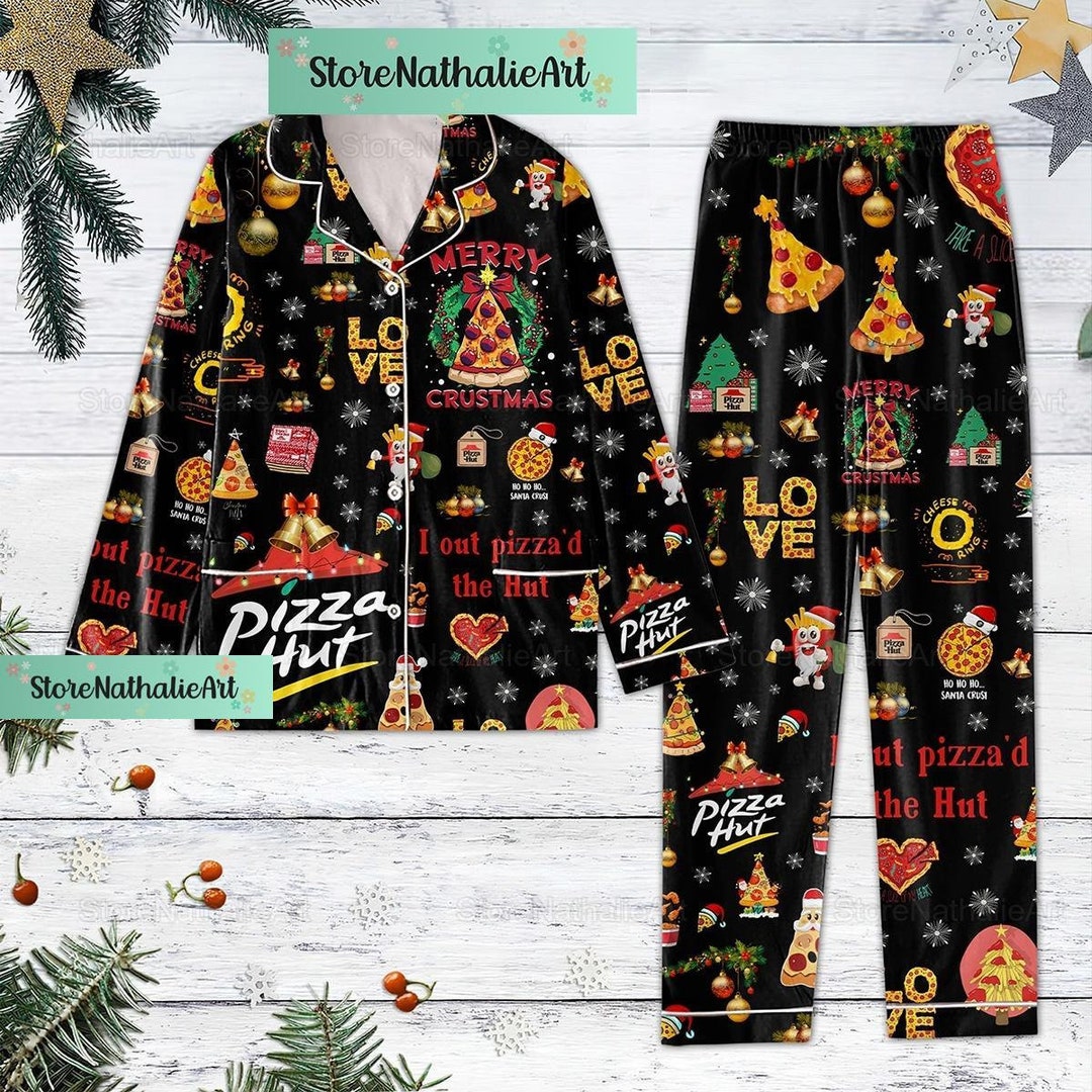 Christmas Pizza Hut Pajamas Pizza Hut Pajamas Set Pizza Hut Etsy