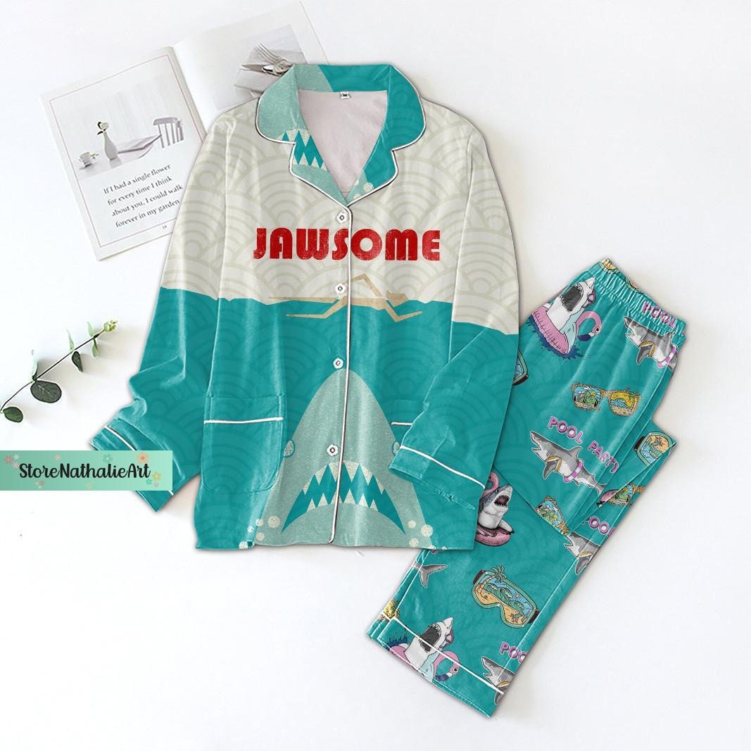 Chico joven Conjunto de pijama tiburón & con estampado de letra unido en  contraste ajustado, Mode de Mujer