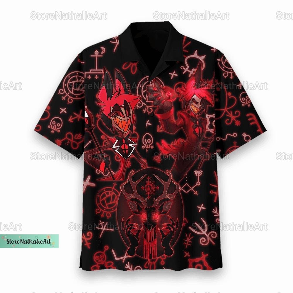 Hazbin Hotel Hawaiian Shirt, Hazbin Hotel Button Shirt, Hazbin Hotel Aloha Shirt