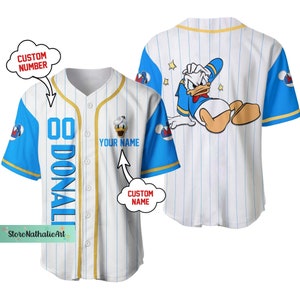 Personalized Chilling Donald Duck Disney Orange Baseball Jersey - T-shirts  Low Price
