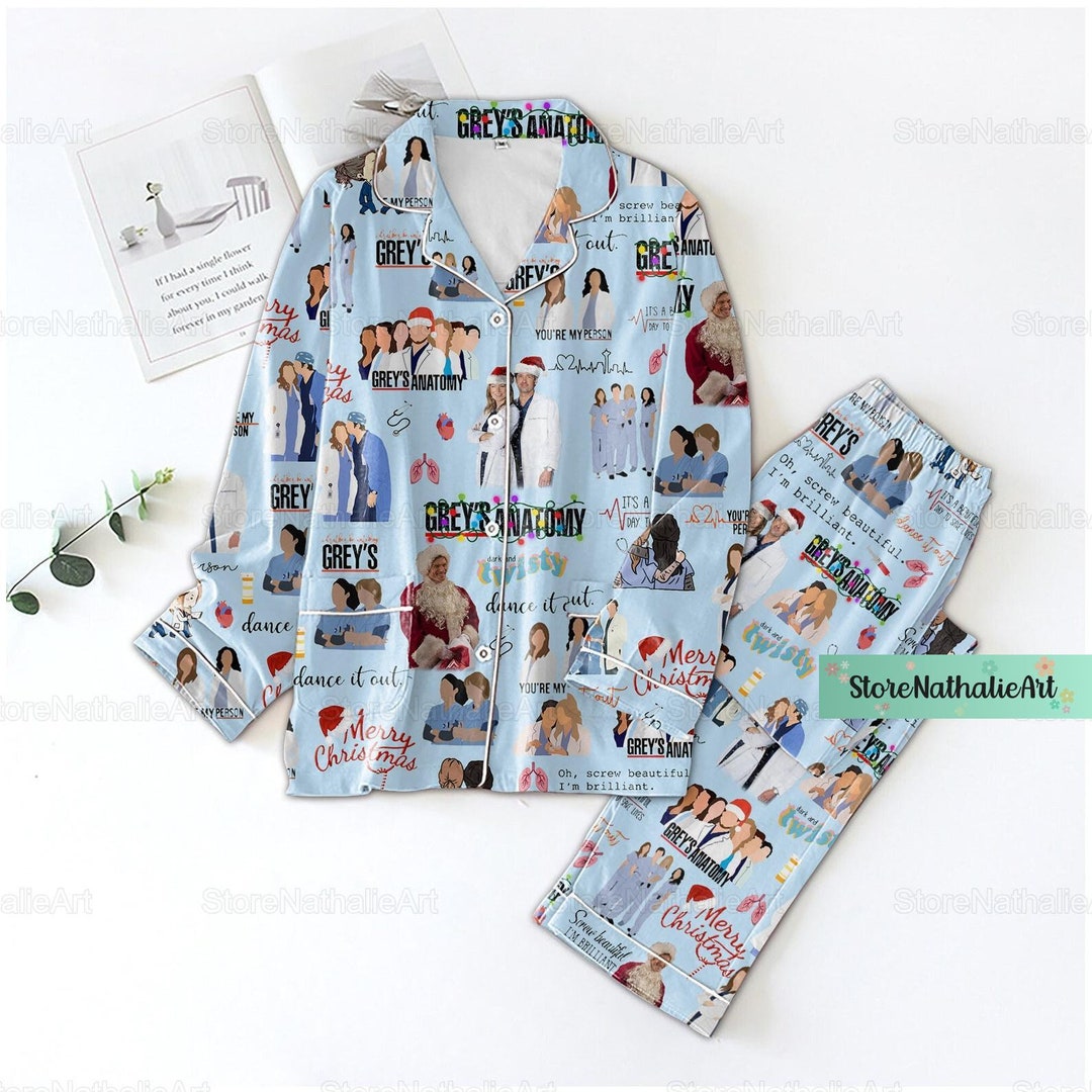 Christmas Greys Anatomy Pajamas, Greys Anatomy Holiday Pajamas, Greys