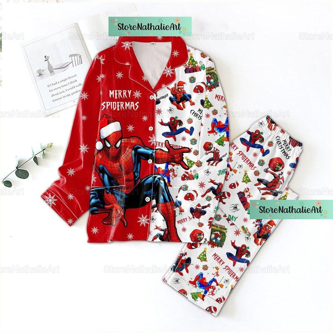 Spiderman Pajamas, Spiderman Pajamas Set, Spider Man Xmas Pajamas