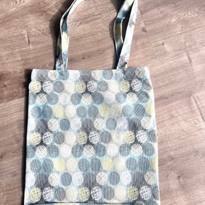 Cloth bag / fabric bag circles, jute bag made of cotton, lockable shopping bag with bottom gusset and inner pocket, shopping bag