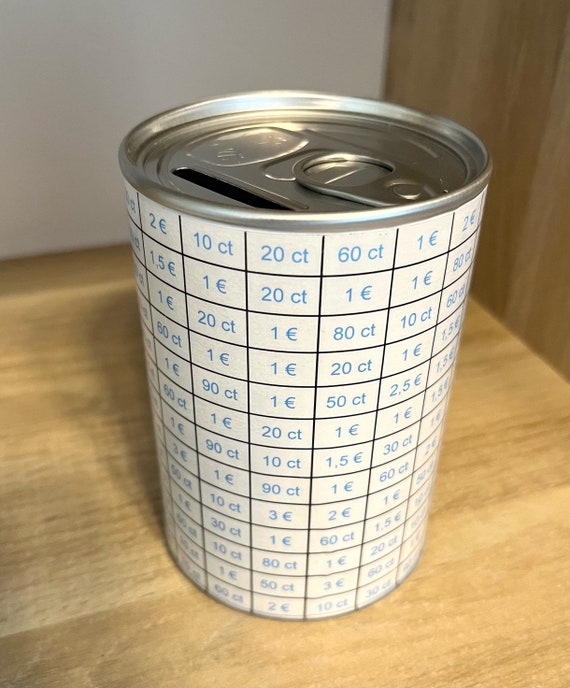 Spardose rund, Sparbox zum Abhaken, Sparschwein , Spardose Spar Challenge / Kleingelddose mit Sparen, Sparbüchse