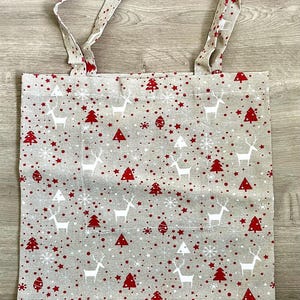 Christmas fabric bag / fabric bag, reindeer, reusable shopping bag, Christmas bag, with bottom fold and inner compartment