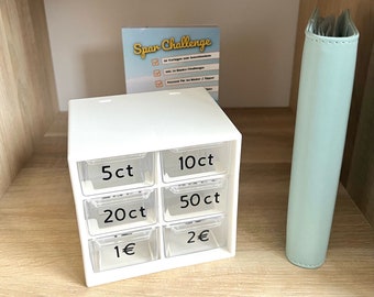 Hucha, alcancía, caja de cambio, 6 compartimentos, caja de ahorro de dinero de 6 piezas para almacenar, caja de almacenamiento con cajones, caja de ahorro, hucha