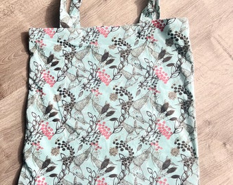 Bolsa de tela / bolsa de tela mariposas, bolsa de compras reutilizable, con cerradura, con pliegue inferior y compartimento interior