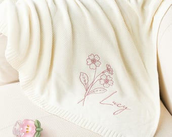 Custom Mom Name Blanket | Birthday gift for mom |Personalized birthday floral blanket |Mother's Day gift