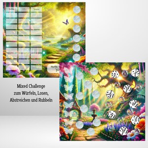 Mixed Sparchallenge "mein verwunschener Traumgarten" Rubbelchallenge, Loschallenge, Stickerchallenge Artikel 2025/87