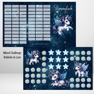 Sparchallenge Klappkarte "Sternenglück" zum Rubbeln und Losen, passend für den A6 Binder, Artikelnummer 2025/89
