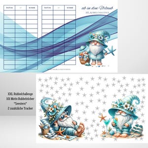 XXL Rubbelchallenge "ab in den Urlaub" 101 Rubbelsticker Sparsumme 250EUR, passend für A6 Binder, Klappkarte, Artikel 2025/84