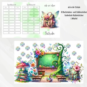 Sparchallenge Klappkarte "ab in die Schule " zum Rubbeln, Würfeln und Abkleben, passend für den A6 Binder, Artikelnummer 2025/2