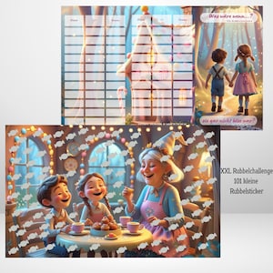 XXL Rubbelchallenge "Was wäre wenn - Hänsel & Gretel" 101 Rubbelsticker Sparsumme 250 EUR, für A6 Binder, Klappkarte, Artikel 2025/128