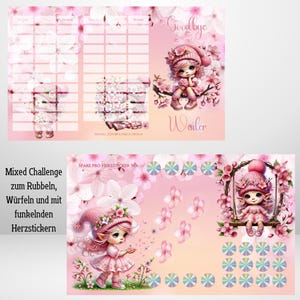 Sparchallenge Klappkarte "Goodbye Winter" zum Rubbel,  Losen und Würfeln, passend für A6 Binder, Artikelnummer 2025/88