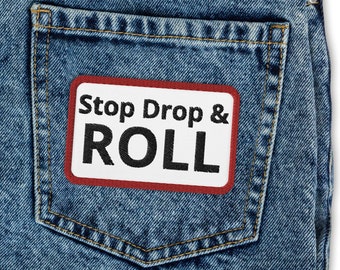 Écusson brodé Stop Drop & Roll brodé thermocollant sur écussons écusson personnalisé pour jeans Dance Music EDM Rave