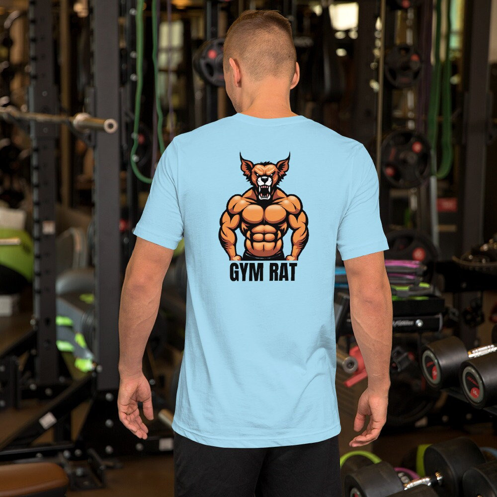 Men's Funny Gym Rat T Shirt workout fitness bodybuilding muscle biceps  weight