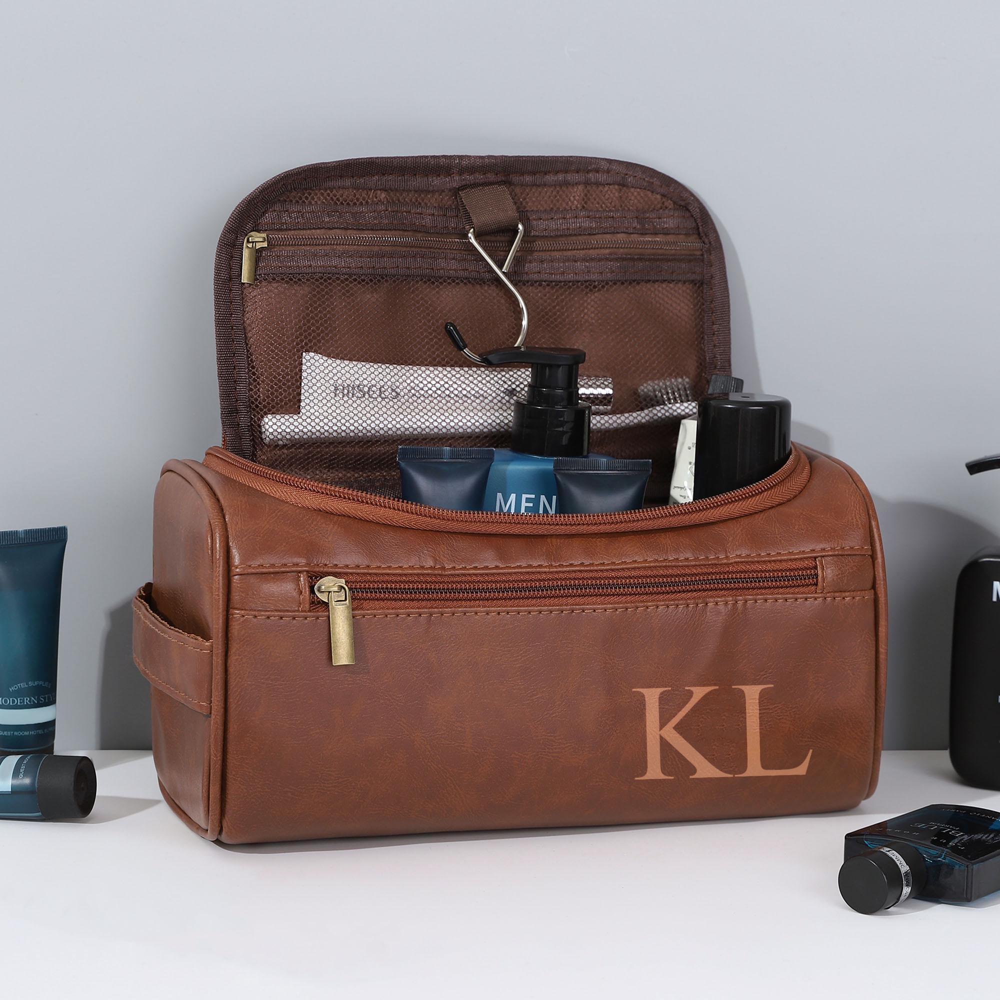 Groomsmen Gifts, Personalized Men's Leather Toiletry Bag, Groomsmen Best man Dopp Kit, Christmas Gift for Men , Custom Travel Toiletry Bags