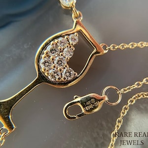 14K Yellow Gold Wine Glass Diamond Pendant Necklace: Dainty Celebration Jewelry