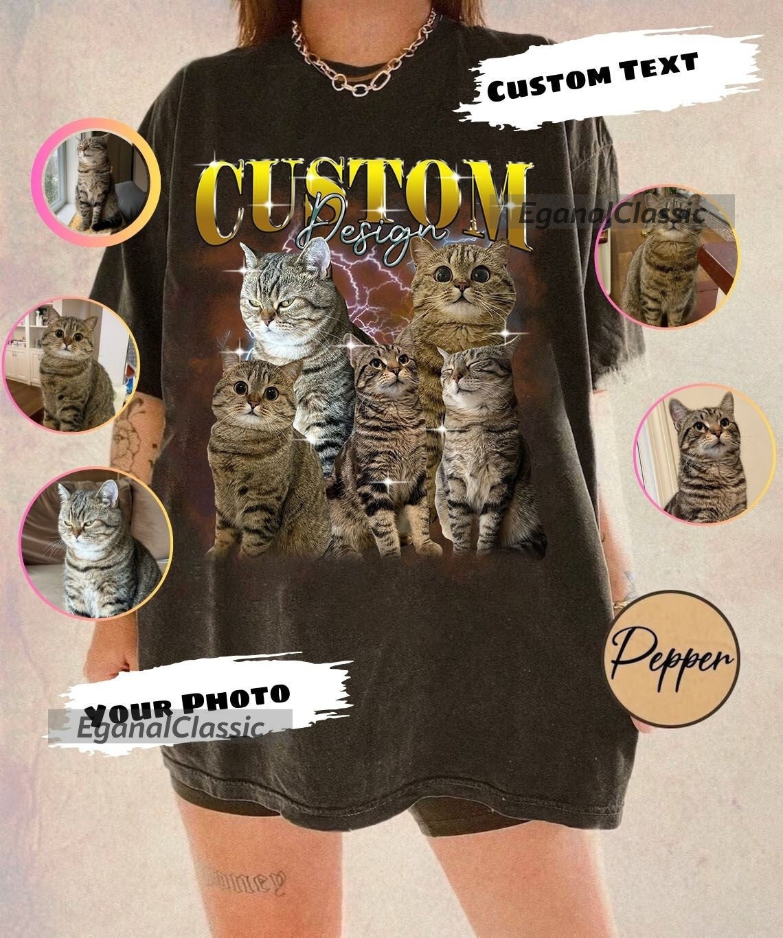 Pet Custom Vintage Washed Shirt, Custom Cat Comfort Colors T-Shirt