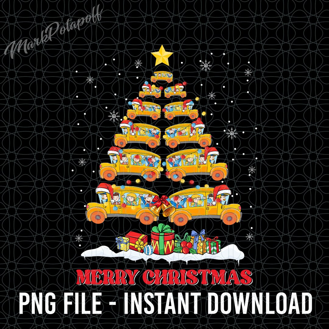 School Bus Driver Christmas Png, Merry Christmas Png, Christmas Tree